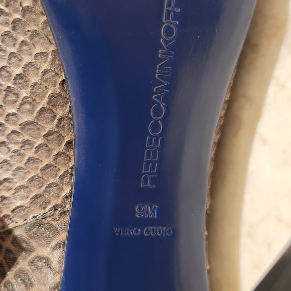 REBECCA MINKOFF SNAKE SKIN OPEN TOE HEALS SIZE 9 - Picture 6 of 6